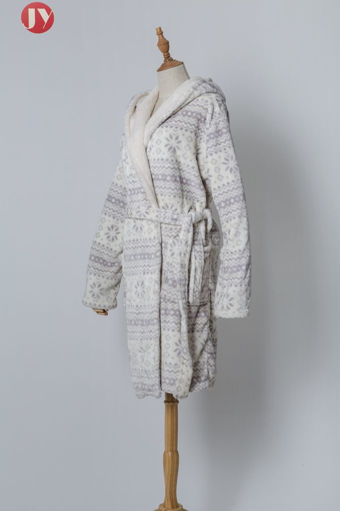 Lounge Soft Bathrobe Pajamas For Ladies Plush Knee - Length Printing Girls Nightgowns