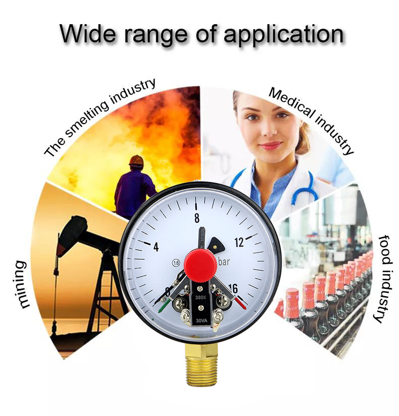 100mm Gauge Pressure Copper Connection Manometer for Gas Pressure Measurement YXC100