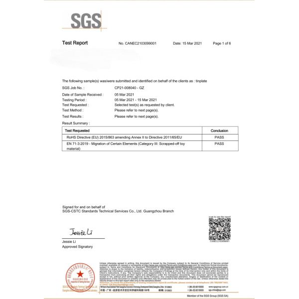 Dongguan Huaiyang Metal Manufacture Co., Limited Сертификации