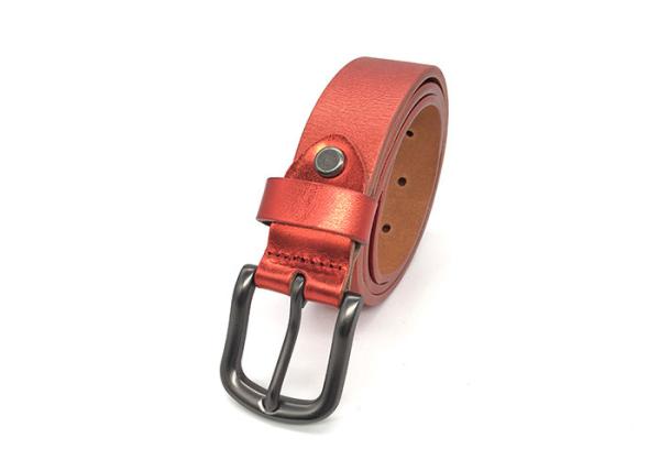 Cute Women's Fashion Leather Belts With Single Prong Buckle Metalic Colors