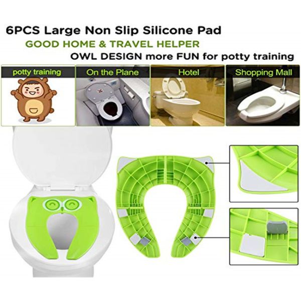 Green Foldable Reusable Potty Training Seat Covers for Baby / Kids