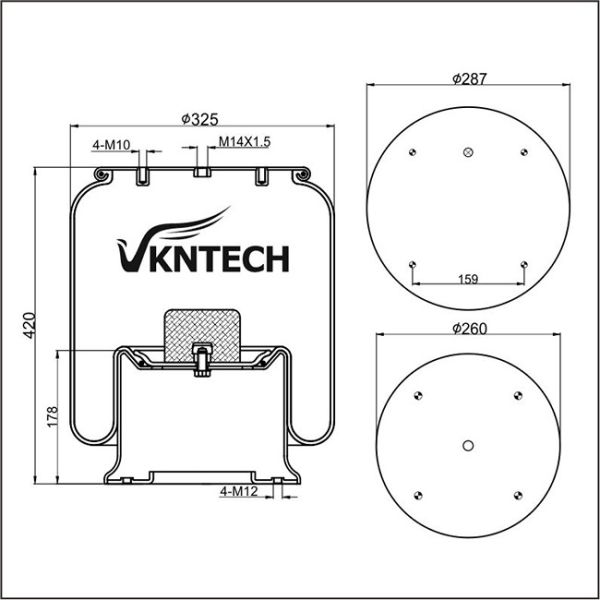 Y507782 Natural Rubber Air Spring/ 1R14-758 Air Suspension Spring Parts For OEM Piston Steel 912NP02 W01-M58-7385