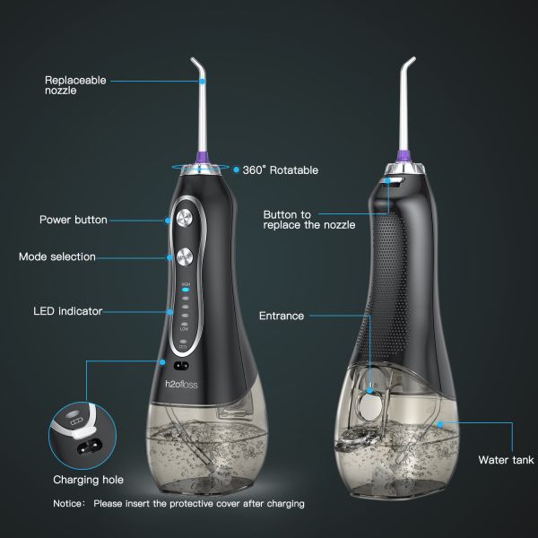 2500mAh Rechargeable Water Flosser USB Charging Oral Irrigator 1200times/Min Water Pressure