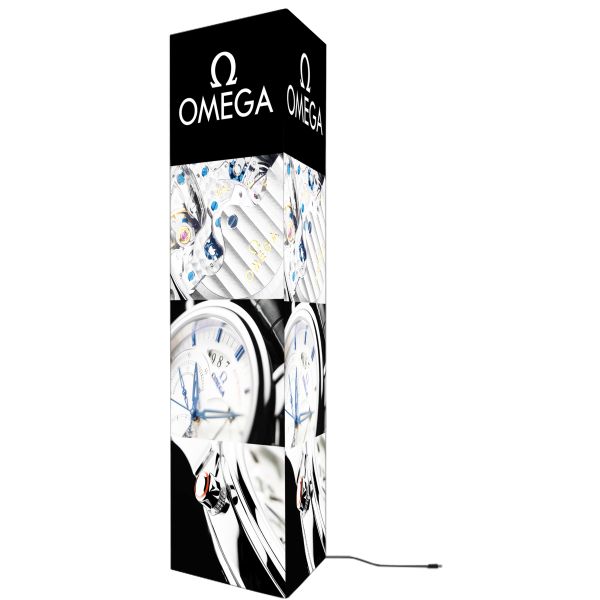 6/ 8 / 10 Ft Fabric Exhibition Stands , Triangle Tower LED Lite Fabric Banner