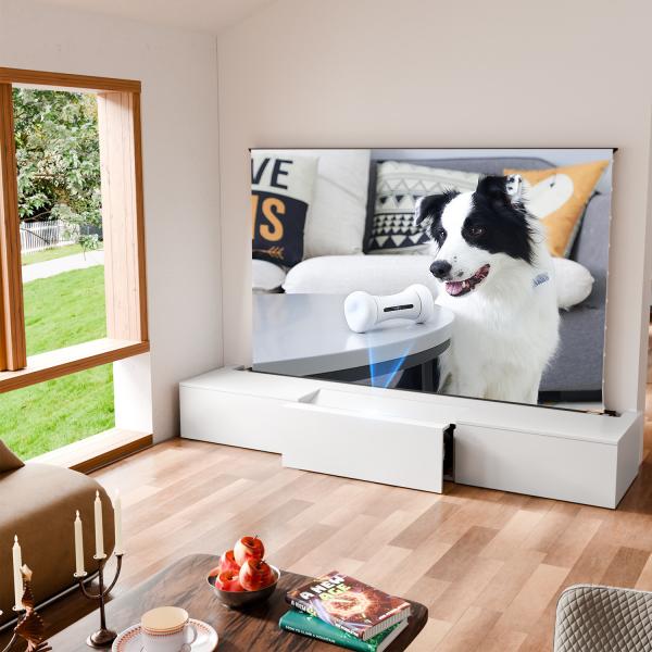 Living Room UST Projector TV Stand White Smart TV Cabinet Luxury