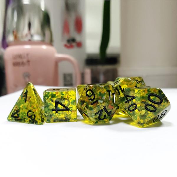 Yellow flash Resin Boarding Dice Set  dnd dice