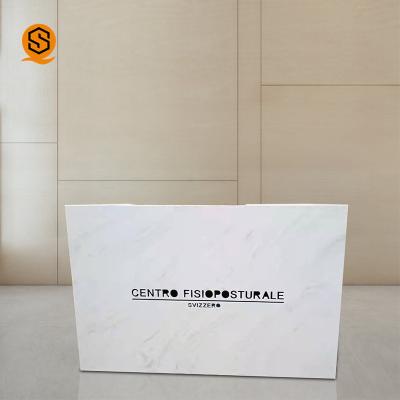 Mesa de recepção de superfície de Front Counter White Stone Solid do escritório pequeno da mesa de recepção