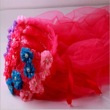 Children's crown veil, girls head flower veil headband, wedding princess wreath, wedding photography floor headdress hai
