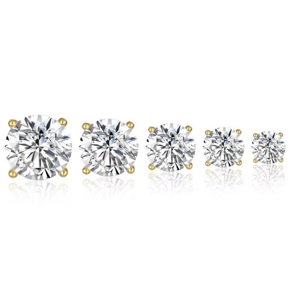 Korean Fashion Earrings Jewelry 925 Sterling Silver Classic Single Diamond Earrings 2-10mm Zirconia Stud Earrings For Women