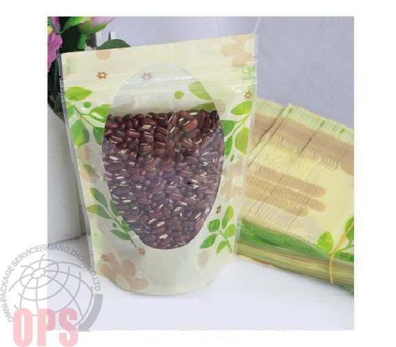 Recycled 80 Micron Leaf Plastic Zipper Bags Resealable ISO27000 For Promotional