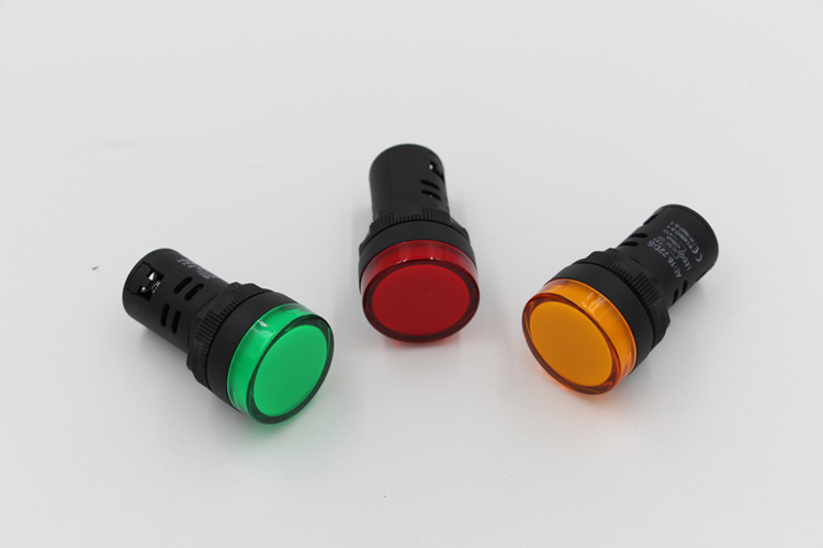 220 Volt LED Indicator Lights Red/Yellow/Green LEDs Plastic Material 22mm Mounting Hole IP44 Rated Screw Terminal Connector for