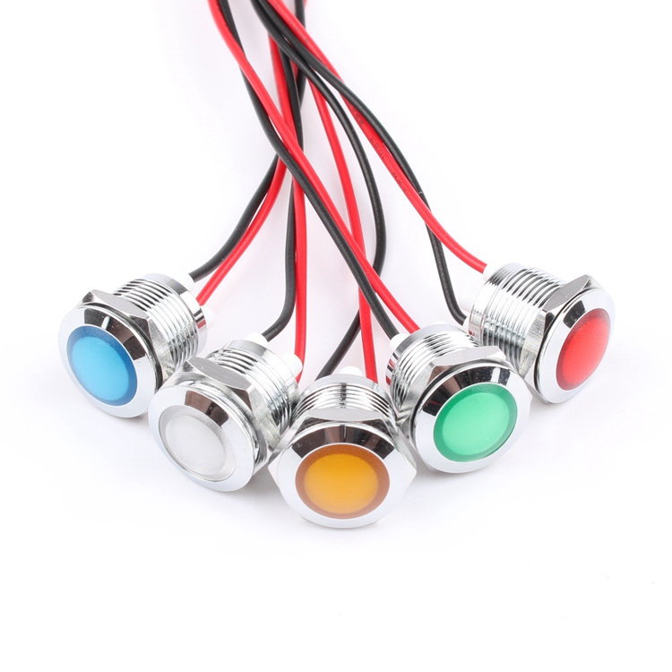 12mm LED Indicator Light 3V/5V/12V/24V/36V/110V/220V High Brightness Mirror Signal Lamp Blue Green White for Warehouse Use