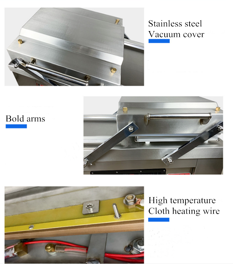 Electric Cartons Provided Double Chamber Vacuum Packing Machine with 1000W 750W Power