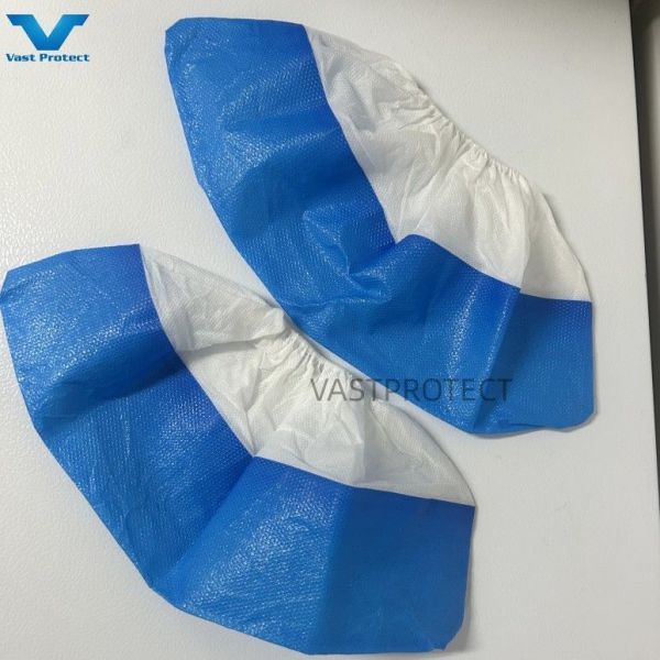 PP CPE Anti-Slip Blue White Elastic VPT-Shoe Cover for Protection Disposable Protection