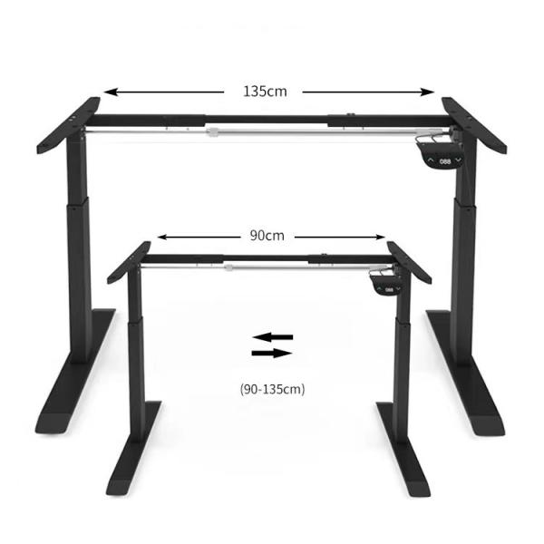 Living Room Retractable Black Metal Electric Height Adjustable Standing Desk with Single Motor