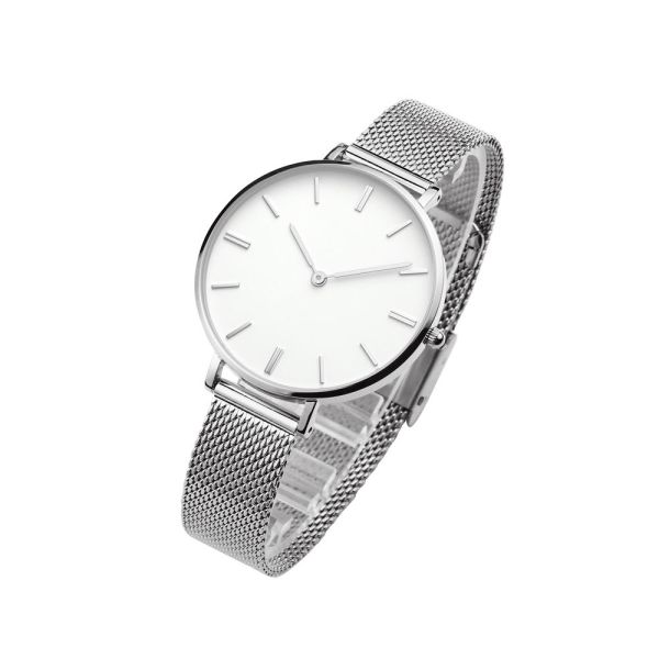 Lady Slimming Quartz Silver Stainless Steel Watch Mesh Band 36mm Diameter
