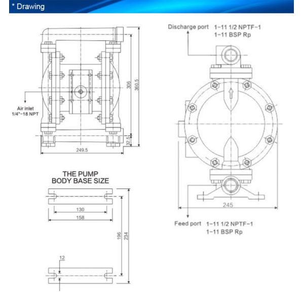 Низкое давление насоса диафрагмы литой стали эксплуатируемое воздухом насос диафрагмы воздуха 1 дюйма