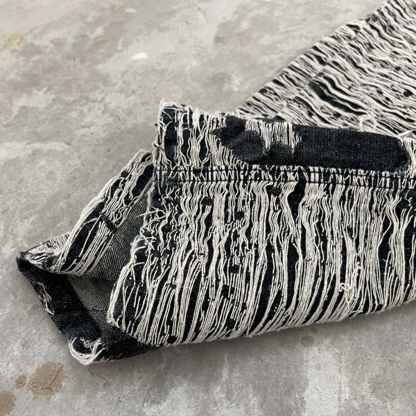 Hip Hop High Quality Cut Raw Edge Stacked Sweat Denim Jeans Pants Men Manufacturer Custom Distressed Baggy Sweatpants Jeans