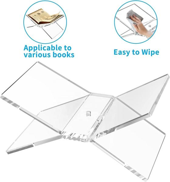 Folded Open acrylic book stand display Stand Holder Shelf Acrylic CookBook Display Stand