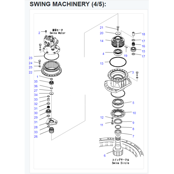 PC120-6 PC130-7 Swing Drive Shaft Excavator Swing Motor Reduction Gear Box Final Drive Device Spare Parts