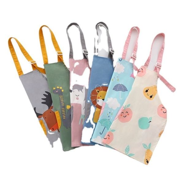 Uniform Bulk Cute WaterProof PU Nursing Children Kids Painting Apron With Sleeves