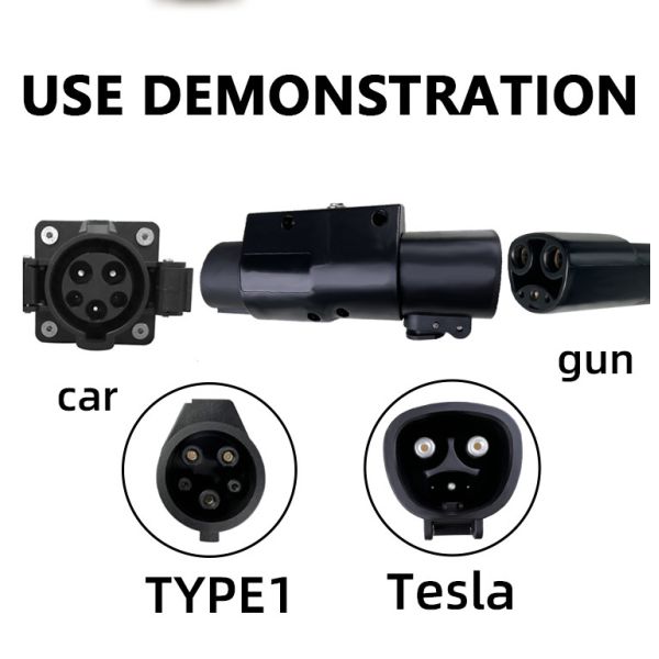 e-mingze ev charging connector and adapter EV Car Charging Plug Adaptor Tesla to J1772 Type1 car EV charging pile Tesla Adapter