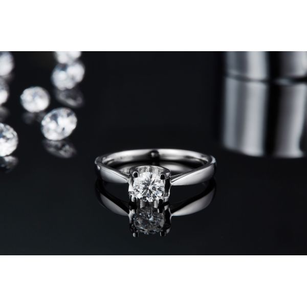 Square White Moissanite 9K Silver Ring CZ Minimalist Wedding Jewelry