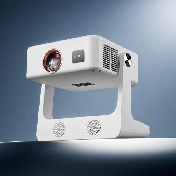 D1 White FHD Android Smart Projector Auto Focus Rotating Flip Video Movie Projector