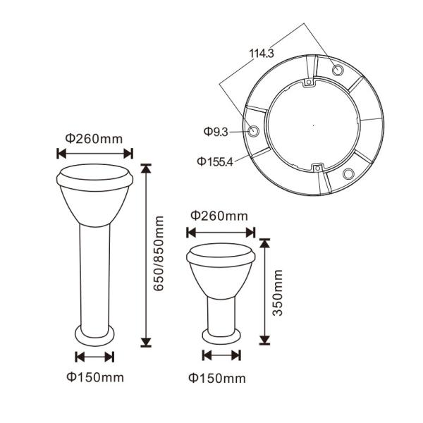 CE Certified Effective Solar Powered Bollard Lights Ouotdoor Lawn Lamp For Courtyard Villas