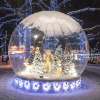 Cabina inflable de la foto de la casa de la burbuja del globo de la nieve de la Navidad del partido del acontecimiento al aire libre de la promoción para el alquiler