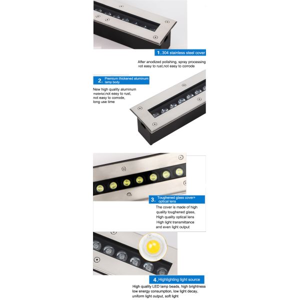 LED rectangular buried light outdoor waterproof buried light outdoor long linear square light