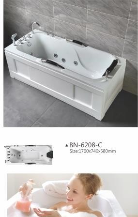 Bubble Massage Rectangle Air Jet Whirlpool Bathtubs Center Drain Alcove Air Jet Tub