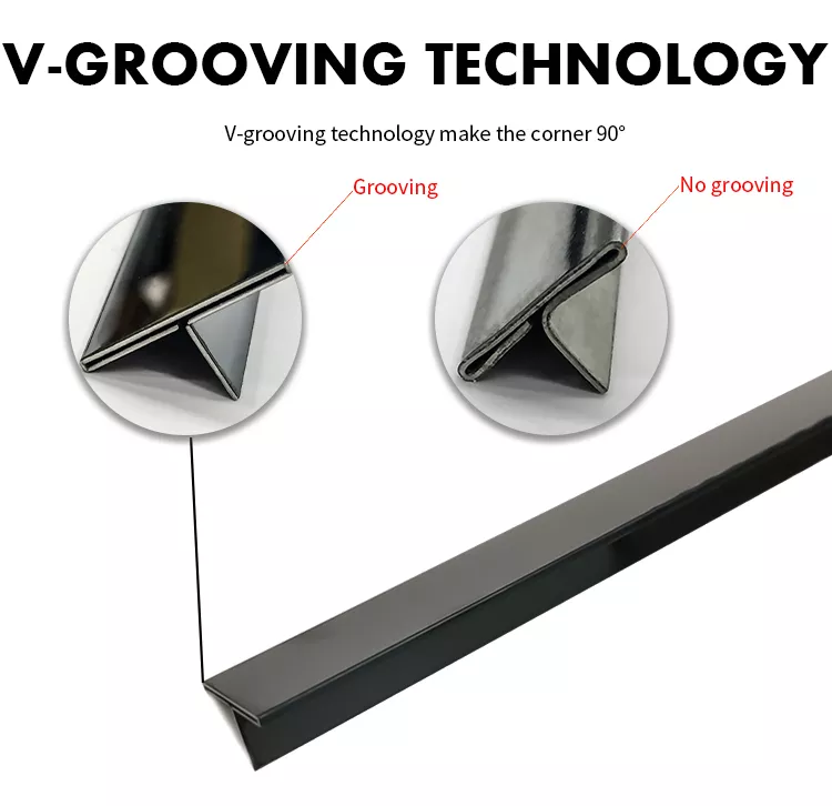 304 V Grooved T Shape Tile Trim Gold Hairline Mirror Stainless Steel Edge Trim