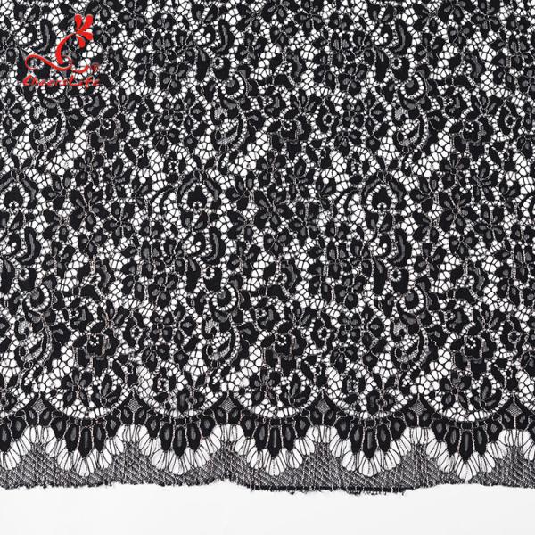 High quality Black Nylon lace fabric for evening dress