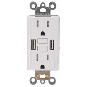 15A 120V Ground Fault Circuit Interrupter GFCI Electrical Outlet USB Power Receptacle Unit