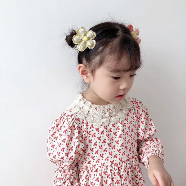 Handmade DIY elastic accessories Children's floral plaid hair rope girl cute cartoon baby hair bow rubber band