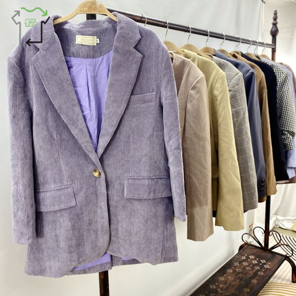 Women's 2nd Hand Winter Clothes Used Business Casual Button Thrift Blazer Suit Jacket