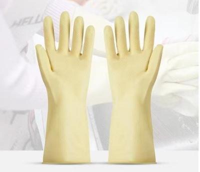 Thickening Yellow Household Latex Gloves Puncture Prevention 32cm Yellow Latex Glove