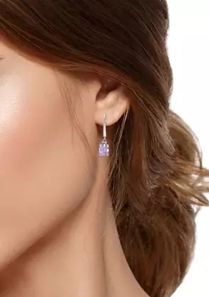 2,46 Ct. T.W. И 1/10 Ct. Серьги Leverback аметиста T.W. CZ в стерлинговом серебре