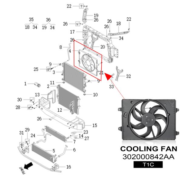 302000842AA Radiator Cooling Fan Assembly For Chery Auto Spare Parts Exeed LX T1C