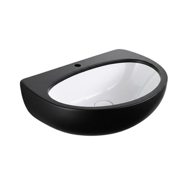 New Arrival Sanitary Ware Ceramic Matte Black Wall Hung Hand Wash Basin Sink for Bathroom Art Basin White Color