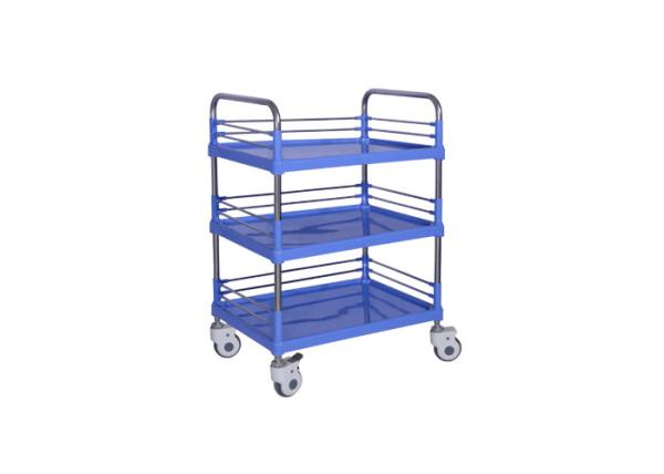 Three Shelves Plastic Steel Medical Trolley Hospital Mobile Clinic Instrument Cart