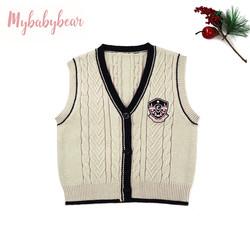 Knitting Pattern Children Sleeveless Cardigan Sweater Baby Boy Wool Sweater Boy Vest