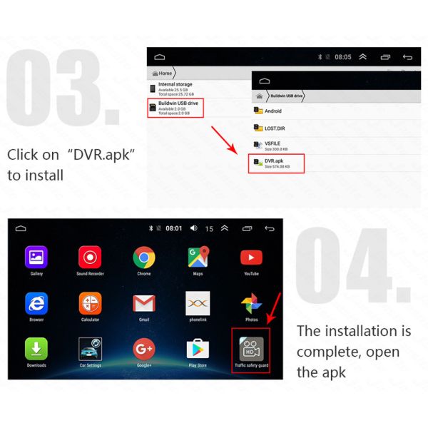USB Car Dash Cam HD 1080P 170 ° Grabadora de gran angular Frente ADAS Android DVR Versión nocturna