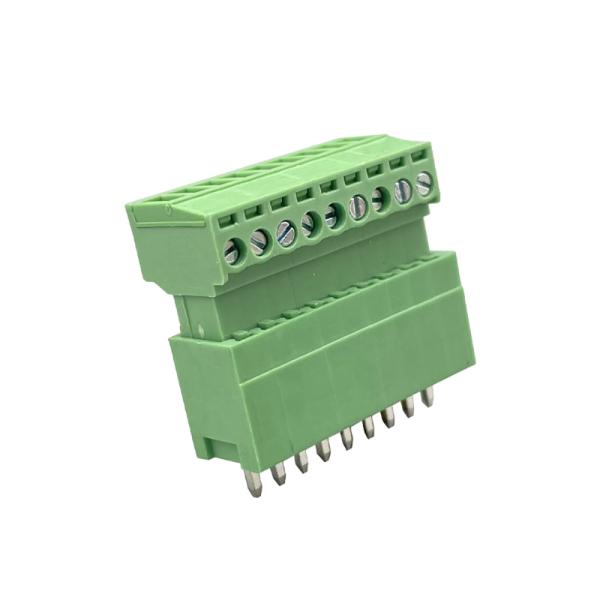 Male Female Pluggable Terminal Block Connector 3.81mm Pitch 2-16 Pins Plug In Right Angle Vertical