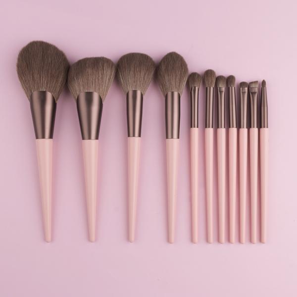 Vegan Brushes Travel Makeup Brushes Set Synthetic Hair Makeup Set Pink 11pcs