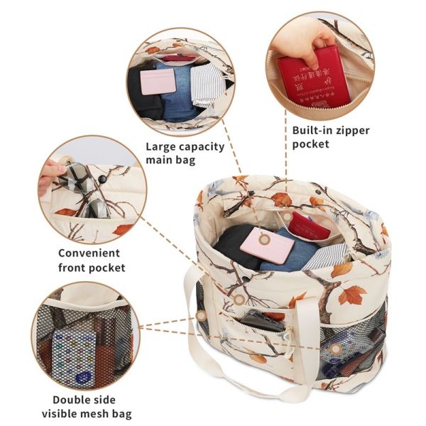 Grid Eco Friendly Grocery Shopping Bags Handbag Reusable Multi Pockets 44x13x38cm