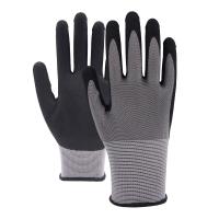 13 Gauge Nitrile Nylon Safety Gloves , Black Abrasion Resistant Work Gloves