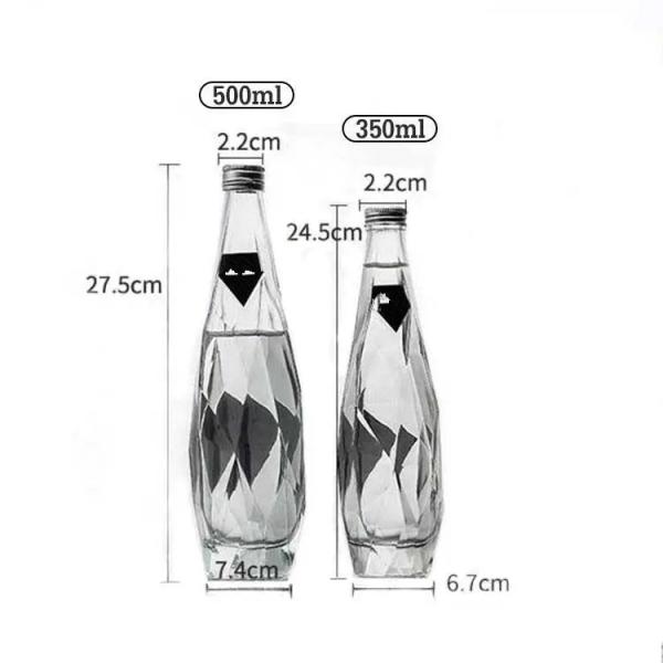 Transparent Rhombus Glass Bottle 350ml 500ml Custom Color Glass Collar Unique Design