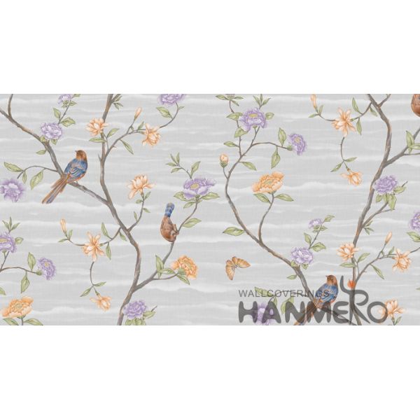 Floral Bird New Designs Modern Removable Wallpaper for Saloon Chinese Factory Manufacture